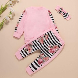 Styles I Love Baby Toddler Girls Daddy's Little Princess Flower Long Sleeve Top and Pants, Headband 3pcs Cotton Outfit (110/2-3 Years) Pink