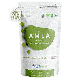 Organic Amla Berry Powder - 200 g Ayurveda Amla Powder - Indian Gooseberry - Laboratory Tested & Organic Quality - Amalaki Natural Product - Organic Dietary Supplement - Made in Austria - WeightWorld