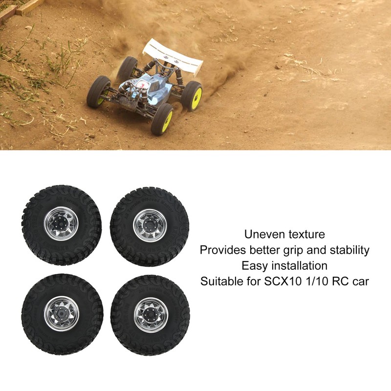 4PCS 1.9in Wheel Tires with 10 Holes Hub Uneven Gravel