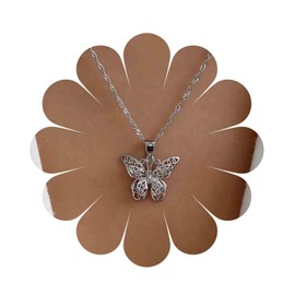 Aneneiceera Vintage Large Butterfly Choker Necklace Silver Butterfly Pendant Necklace Minimalist Chain Necklace Filigree Butterfly Necklace Chain Jewelry for Women and Girls