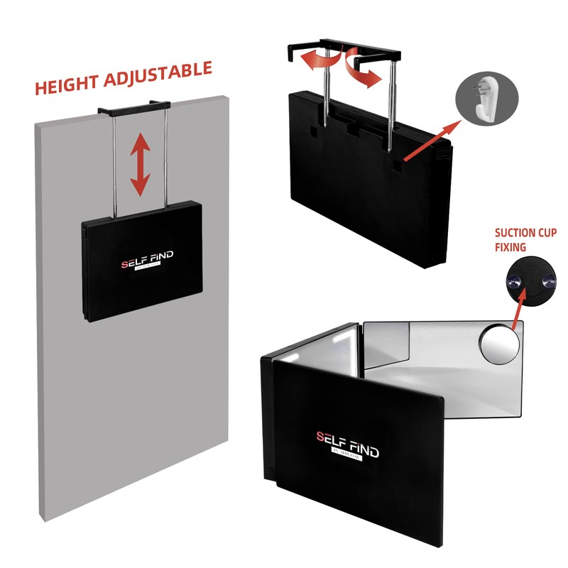 Self Find-3 Way Mirror for Self Hair Cutting with Ring