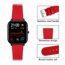 Watch Strap intended for Letsfit EW1, Letsfit IW1 Bands intended for Women Men Floral Printed Fadeless Pattern Leather Replacement Wristbands intended for Letsfit EW1 IW1 Smartwatch (Red)