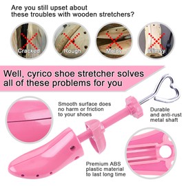 cyrico Shoe Stretcher Women 4-way Shoe Expander Widener Shoe Tree Shape for Wide Feet - Pink