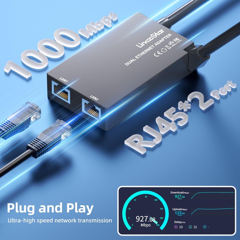 Dual-Ports Starlink Ethernet Adapter Gen 2, Multi-Ports Starlink V2 Ethernet