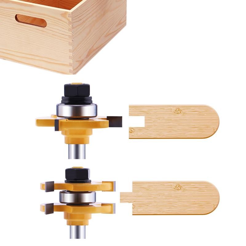 Tongue and Groove Router Bit Set (2 PCS) with 1/4