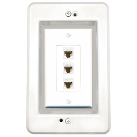 RiteAV in-Wall Cable Management Kit Recessed Outlet 3 CAT6 Wall Plate