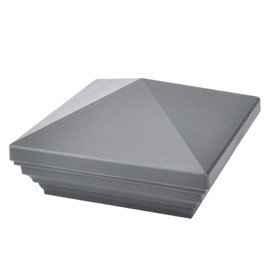 Myard Screw-Free Universal Fence Pyramid Top Cap fits Post 4 x 4 Inches (Actual Post Size 3.5 x 3.5) Porch, Handrail, Railing, Fence (Qty 1, Pewter)