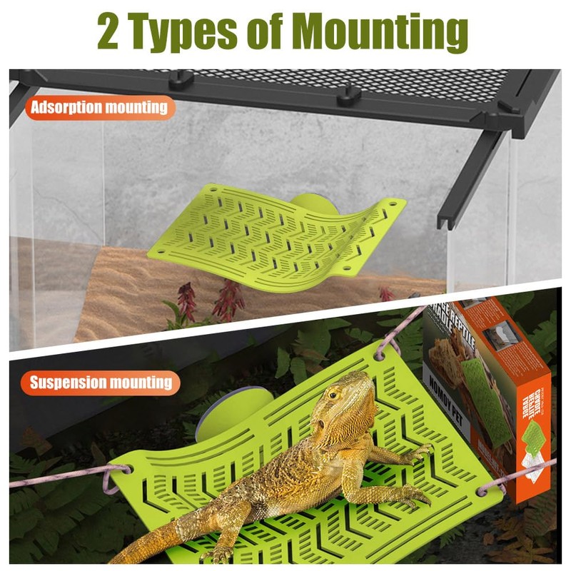 Bearded Dragon Hammock,Reptile Climbing Arboreal Cradle with Suction Cups for