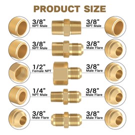 24Ft High Pressure Braided Propane Hose Extension and fittings with Conversion Coupling 3/8" Flare to 1/2" Female NPT, 1/4" Male NPT, 3/8" Male Flare for BBQ Grill, Fire Pit, Heater