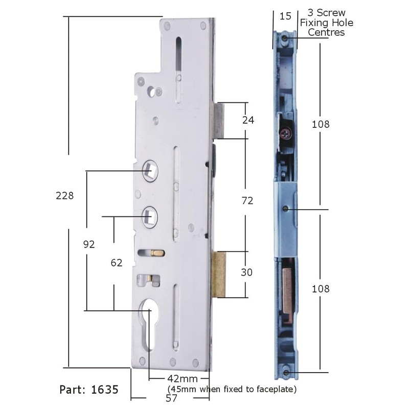 Fullex Crimebeater 45mm Backset Door Lock Case Gear Box 2
