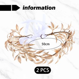 2 Pieces Golden Leaf Crown, Beautiful Bridal Headdress, Ele Handmade Headbands, Cosplay Costume Accessories.