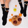 Lonfliness 2Pairs Thanksgiving Woven Knee-High Socks Turkey Socks Fun Turkey