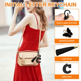 Initial Letter Keyring for Daughter Sisters Birthday Gift Letter A-Z Keychain with Butterfly Tassel Initial Keychain Gifts for Women Alphabet Initials Keyring for Purse Backpacks Handbags (Letter C)