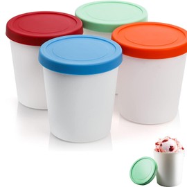 TOOSOAR Set of 4 ice cream containers for ice cream, 1 litre, ice storage container, ice container, BPA-free food grade for storage and making ice cream