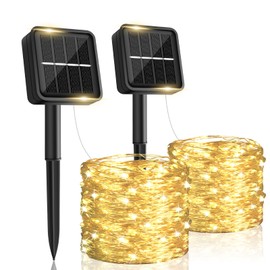 HELESIN Fairy Lights,2 Pack 12M/39FT 120Led Solar Garden Lights,String Lights with 8 Modes,Solar Fairy Lights Waterproof, Copper Wire Lights for Patio Yard Trees Christmas Wedding Party (Warm White)