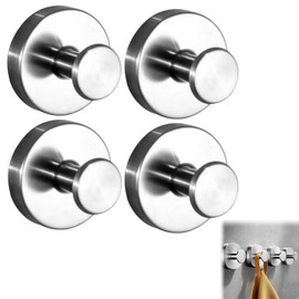 Saugnapf Haken, 4 Stück Edelstahl Saugnapf Haken, Handtuchhaken Ohne Bohren Edelstahl, Saugknöpfe Saugnäpfe, Vakuum Saugnapf Haken Praktische Handtuchhaken mit Saugnäpfen für Badezimmer und Küche