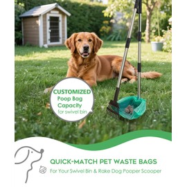 AYOTEE Extra Large Dog Poopper Scooper Bags, 95 Count Heavy Duty Compostable Dog Poop Bags with Handles, Poop bags for Dogs Biodegradable, Pet Waste Bags for Swivel Bin & Rake Pooper Scooper