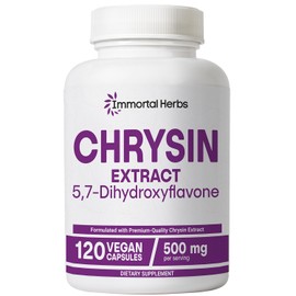 Immortal Herbs Chrysin Supplement 500mg, 120 Pills, Passion Flower Extract Powder, 5,7-Dihydroxyflavone, Non-GMO and Gluten-Free Chrysin Supplement for Men and Women