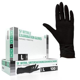 Nitrile Gloves, Box of 100 (L, Black) Disposable Gloves, Single Use Gloves, Examination Gloves, Nitrile Gloves, Powder-Free, Non-Latex, Non-Sterile, Latex-Free, Black, Large