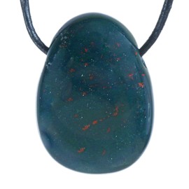 Lebensquelle Plus Heliotrope Drop Pendant | Drilled Tumbled Stone Pendant with Cotton Cord | High-Quality Gemstone Pendant, Semi Precious Stone, Heliotrope