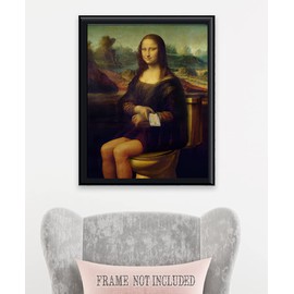 Mona Lisa on the Toilette 16x20 Unframed Print – Satirical Parody for Bathrooms, Dorm Rooms, Modern Art Studios or Cafes – Humor for Millennials, Gen Z, Pop Culture Fans & Bathroom Humor Enthusiasts