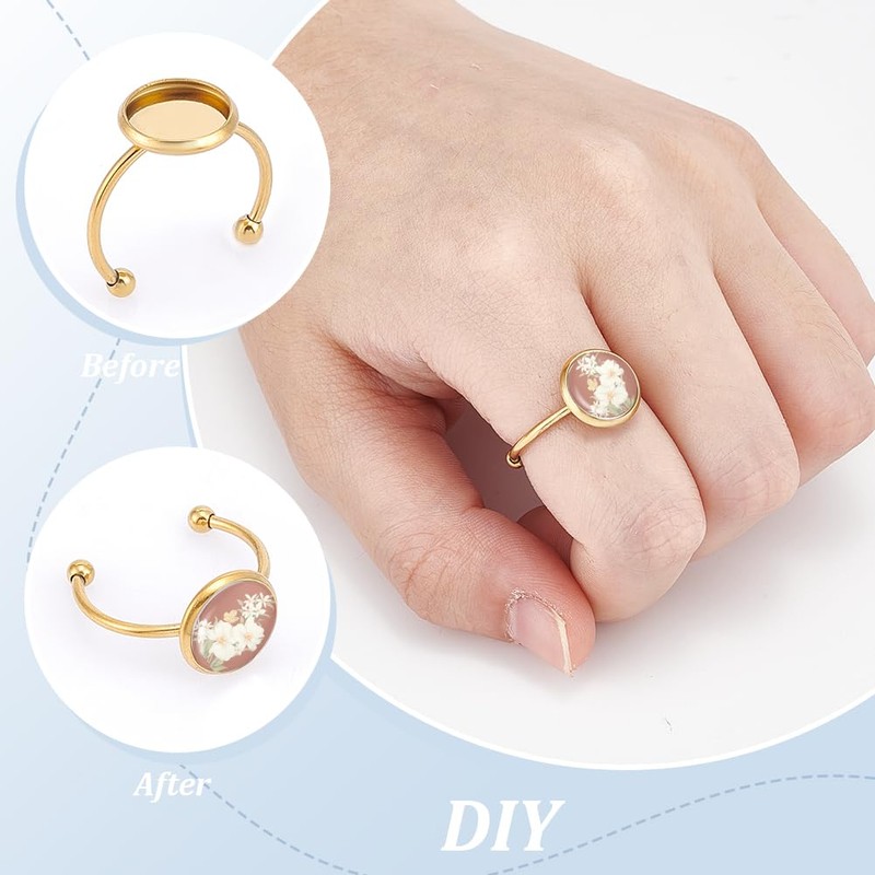 UNICRAFTALE 10 Sets 10mm Open Cuff Finger Rings for Jewelry