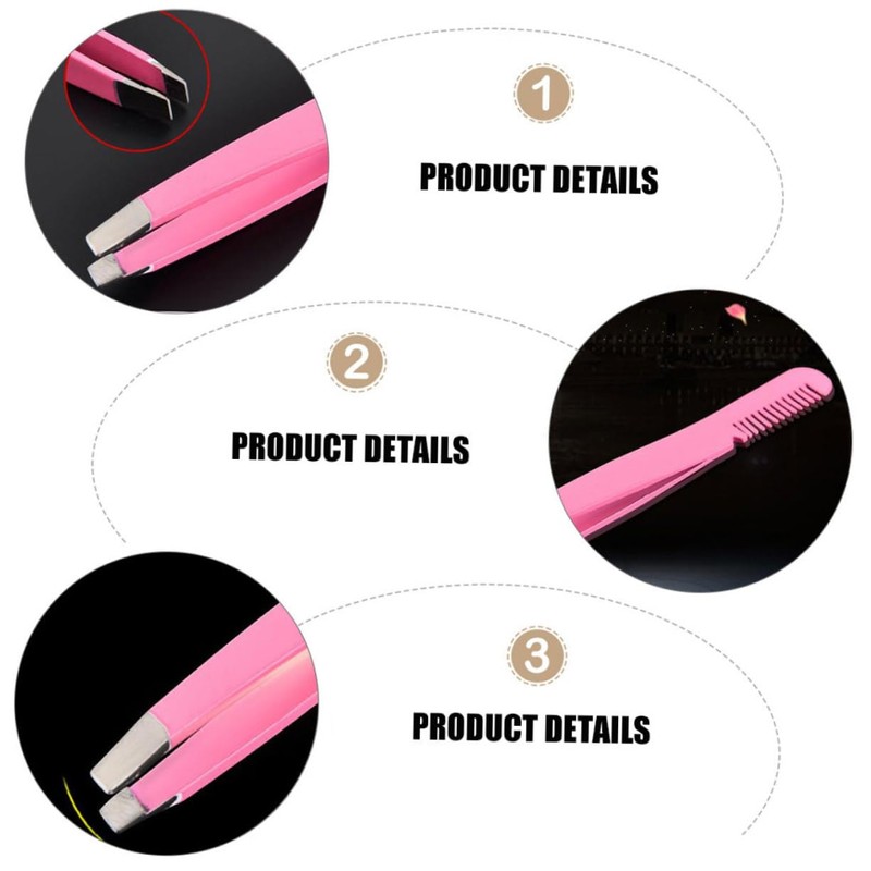 FOMIYES 4pcs Eyebrow Tweezers Stainless Steel Diagonal Tweezers Comb for