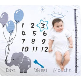 Monthly Milestone Blanket for Baby Girl Boy - 40"x40" Neutral Newborn Month Blanket for Boy & Girl Shower Gift Soft Photography Background Prop with Frame(1 Day - 12 Months)