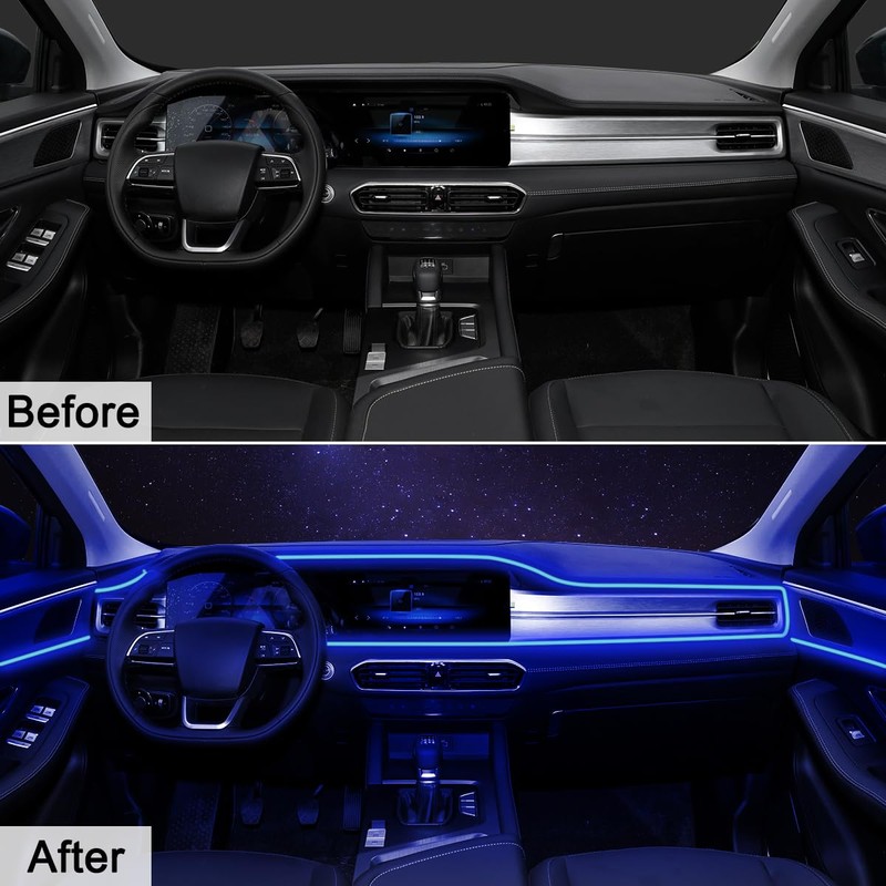 EL Wire Interior Car LED Strip Lights, 16.5FT USB Neon