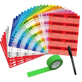Large Color-Coded Moving Labels for Boxes, 450 Stickers for Home Moving Supplies with Removable Tape, Fragile Stickers Packing Labels for Moving Boxes, Moving for Organizing and Packing