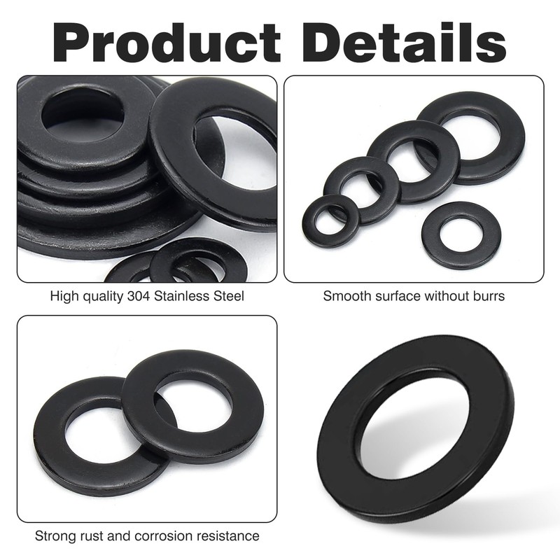 Pack of 50 Flat Washers M8, Metal Body Washers Spacers