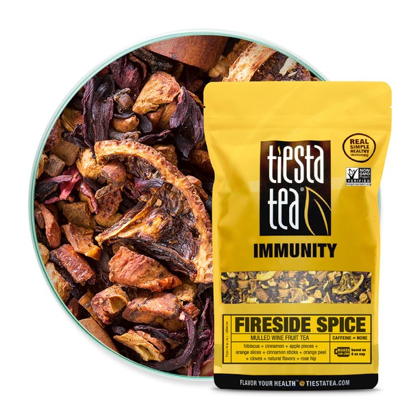 Tiesta Tea - Fireside Spice, Loose Leaf Mulled Wine Herbal tea, Non-Caffeinated, Hot & Ice Tea, 1 lb Bulk Bag - 200 Cups, Natural, Flavored, Immune System Support, Herbal Tea Loose Leaf