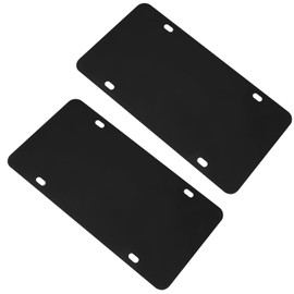 QWORK Stainless Steel License Plate Reinforce Plate, 2 Pcs, Heavy-Gauge, Black Powder-Coated, 12" x 6" with Screws & Caps, Anti-Vibration & Bending Protection
