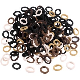 Pack of 200 Women's Mini Hair Bobbles Girls in Black and Colour Gradient in Coffee Colour, Baby Hair Scrunchies Metal Free for Girls Ponytail