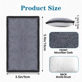 12 Pcs Car Interior Scrubbing Sponge, 5.9'' x 3.5'' Microfiber Car Wax Applicator Scrubber Pad, Cars Detailing Microfiber Interior Scrub Pad,Washing Sponges for Leather Seat Couch Cleaning, Gray