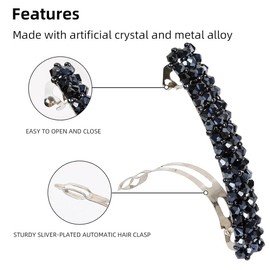 Pack of 3 Women's Hair Clips, Crystal Hair Clip, Girls, Hair Clip for Thin Hair, Thick Hair, Rectangular Automatic Hair Clips, Hair Pin, Flower, Large Hair Clips, Women's Hair Accessories