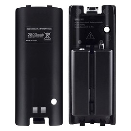 NIFERY Wii Remote Batteries Rechargeable, 2 Pack 2800mAh Rechargeable Batteries for Wii/Wii U Remote Controller (Black)