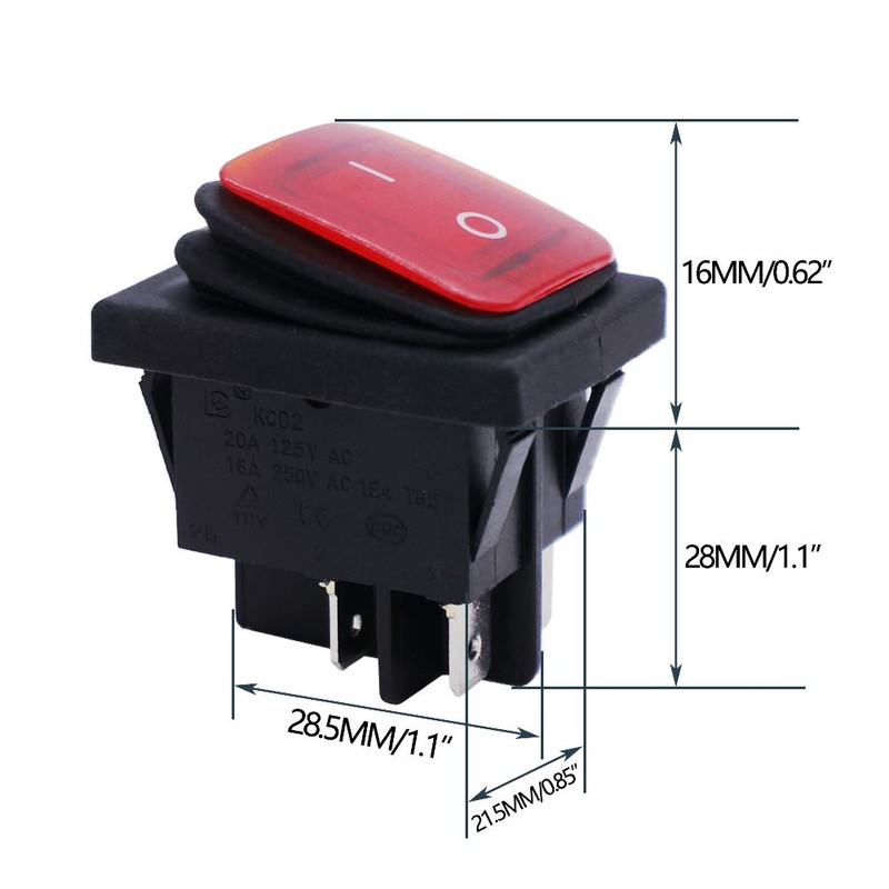 Twidec/2Pcs Waterproof DC12V Rocker Toggle Switch Red LED Light Illuminated