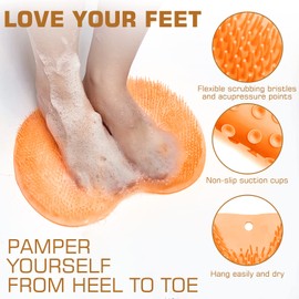 Shower Foot Scrubber Mat Back Washer Back Exfoliating Bath Wash Pad Wall Mounted Slip Suction Cups Foot Scrubber for Use in Shower Cups Foot Cleaner for Men and Women
