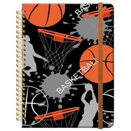 ZHIZHEND Ruled Spiral Writing Notebook,A5 Hardcover Lined College Journal for Women,Strong Twin-Wire Binding with Premium Paper,8.4" X 6",Perfect for School,Office,Home(Basketball)