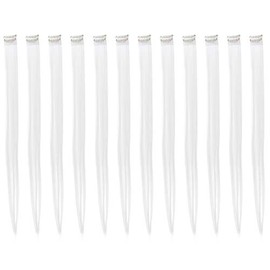 SWACC 12 Pcs Straight One Color Party Highlights Clip on in Hair Extensions Colored Hair Streak Synthetic Hairpieces (White)