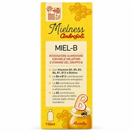 Ambrosoli Mielness Miel-B 150 ml – Integratore Alimentare con Miele Millefiori e Vitamine Gruppo B (B1, B2, B3, B5, B6, B12, Biotina) – Energia e Riduzione Stanchezza