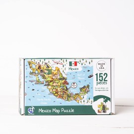 Terra Puzzles Mexico Map Wooden Jigsaw Puzzle 152 Piece, 15x10 inches