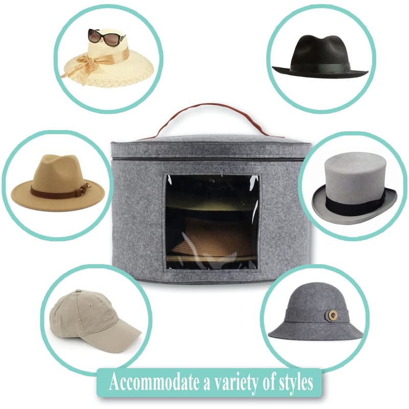 Samplife Hat Box,Hat Storage Box,Stackable Round Brim Hats Organizer Bag
