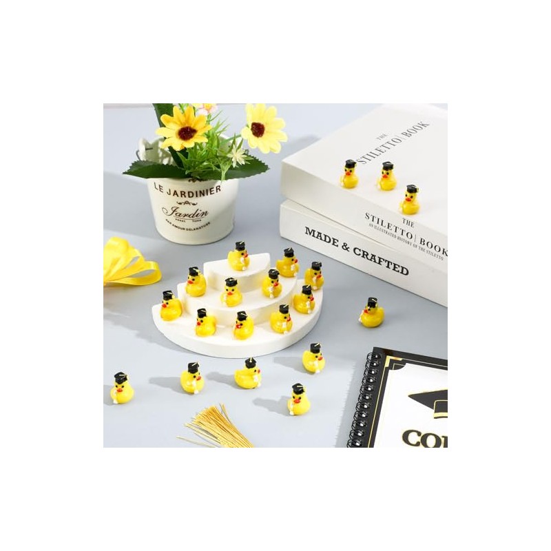 60 Pcs Mini Graduation Ducks,Tiny Resin Grad Ducks Figures Bulk