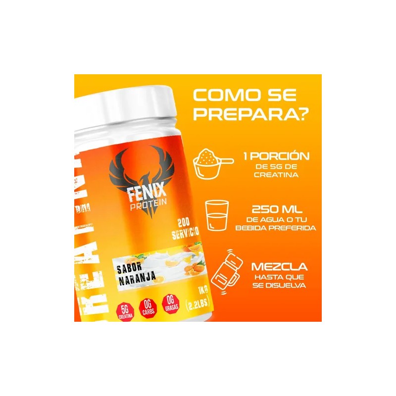Fenix Protein Creatina Monohidratada 200 Servicios 1kg