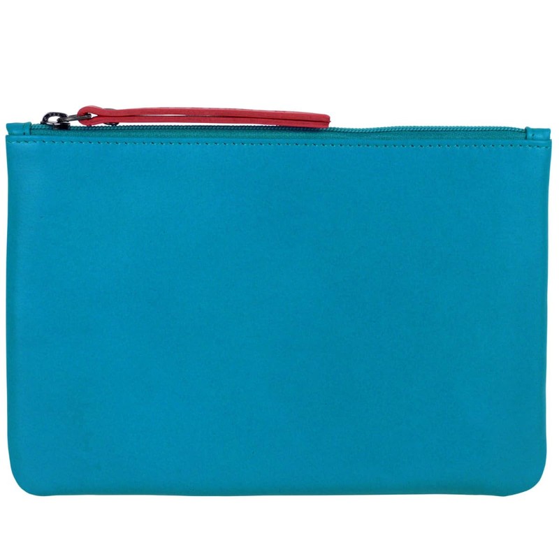 Prime Hide Ladies Leather Zipped Pouch - Sky Blue