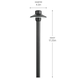 Kichler 12V Brass 3" Dome Small Hat Path Light in Black Brass (Drop-in), Landscape Lighting, (17.25" x 4.25"), 15506BKB