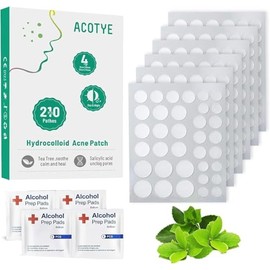 ACOTYE Anti Pimple Patch Hydrocolloid Acne Pimple Patches with Tea Tree Oil, Salicylic Acid and Niacinamide, Day and Night, Four Sizes 8 mm, 10 mm, 12 mm, 14 mm