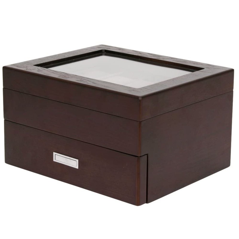 Tech Swiss Watch Box for 20 Espresso Grain Brown Solid